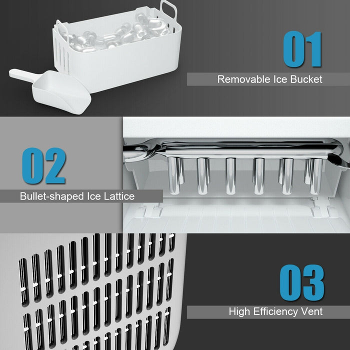 Antarctic -Star Ice Maker Machine Countertop, 44Lbs/24H Portable Compact  Ice Cube Maker, with Ice Scoop & Basket