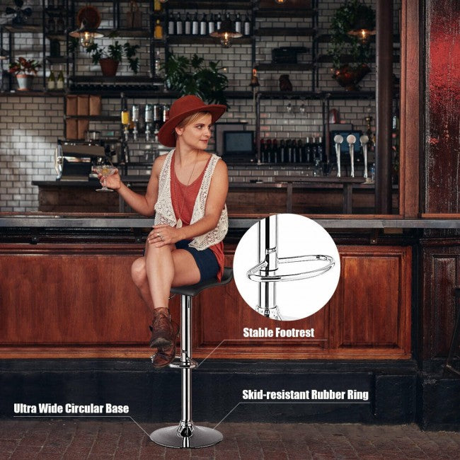PU Leather Backless Bar Stools Set Of 2/Black