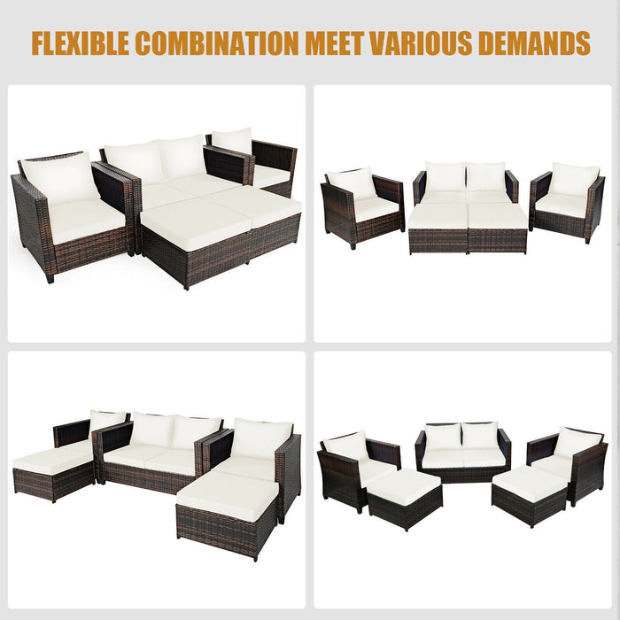 5 Pcs Patio Cushioned Rattan Furniture Set - Cool Stuff & Accessories