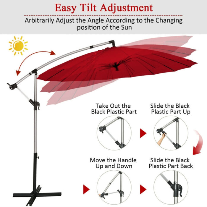 10 Feet Patio Offset Umbrella/Dark Red