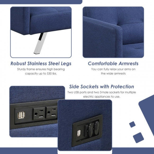 Convertible Futon Sofa Bed/Blue