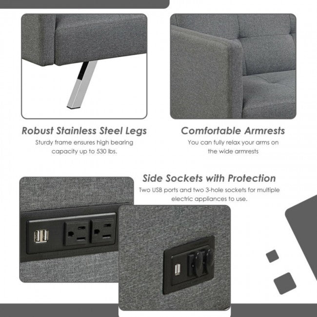 Convertible Futon Sofa Bed/Grey