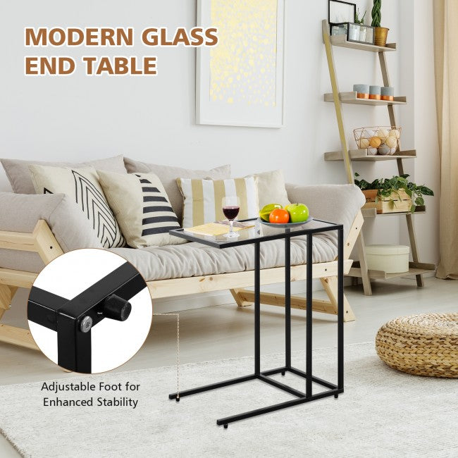 End Table Coffee Side Table with Glass Top