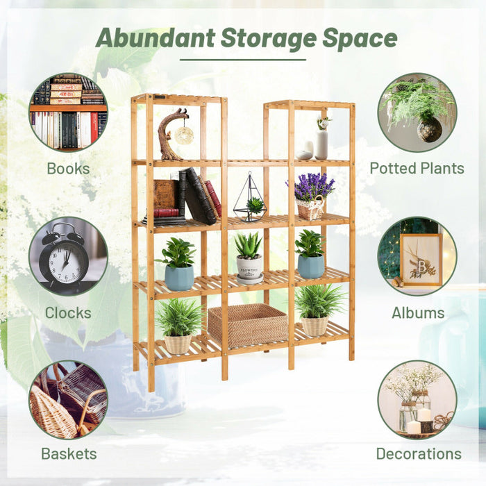 Multifunctional Bamboo Shelf Flower Plant Display Stand