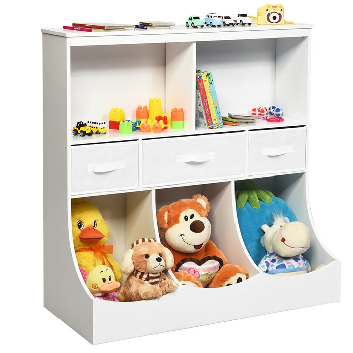 Freestanding Combo Cubby Bin Storage Organizer Unit W/3 Baskets/ White - Cool Stuff & Accessories