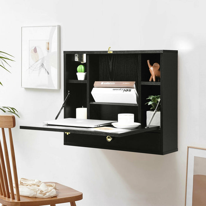 Black wall on sale mounted desk