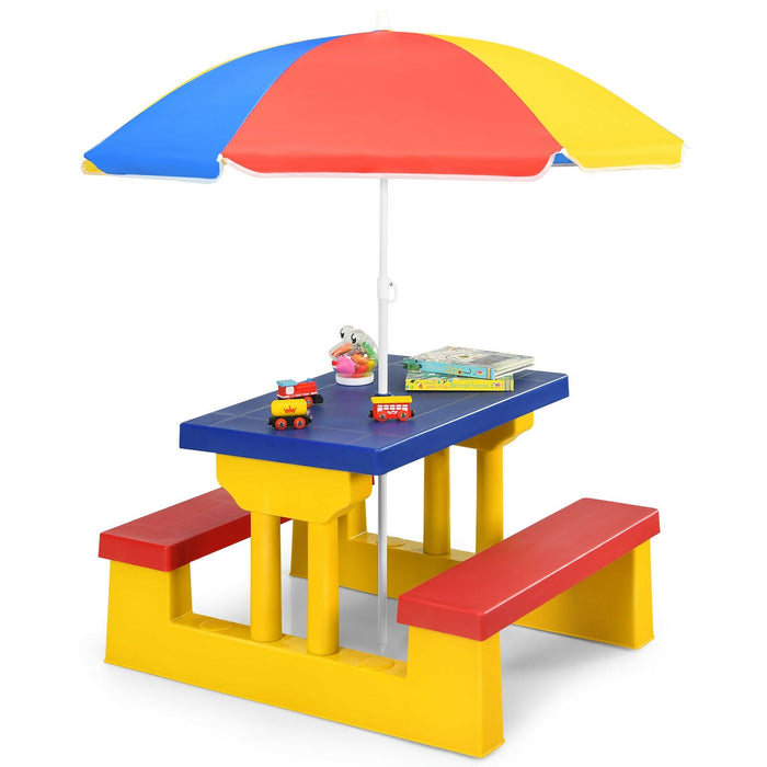 Kids Picnic Folding Table and Bench with Umbrella/ Yellow - Cool Stuff & Accessories