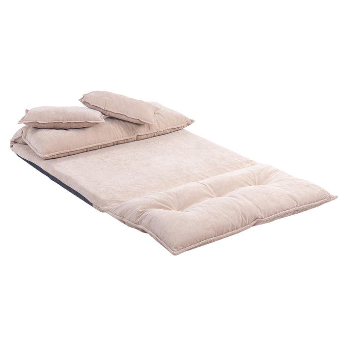Lazy Adjustable Folding Futon Sofa/ Beige