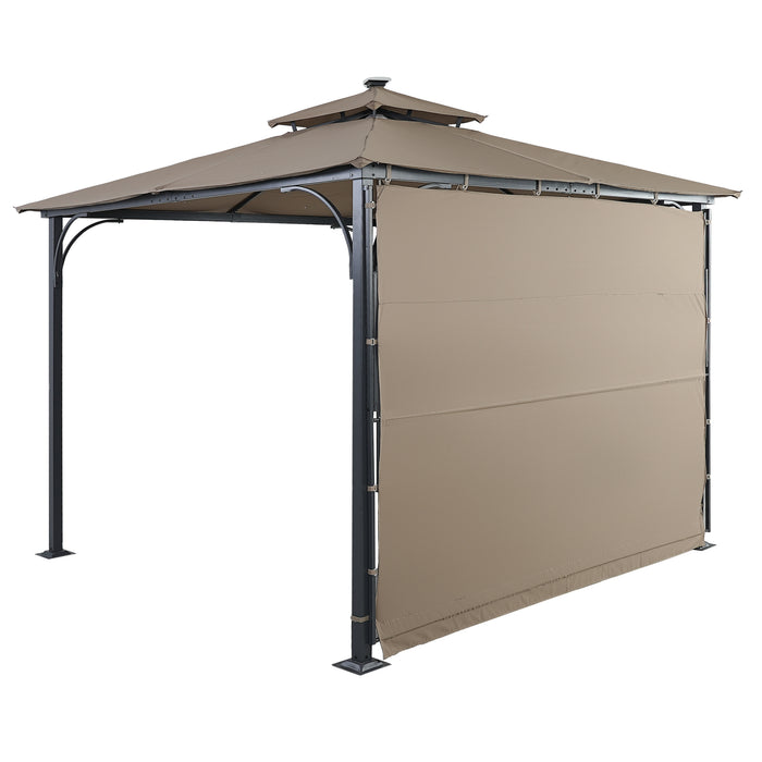 Patio 9. 8ft.L x 9. 8ft.W Gazebo with Extended Side Shed, Brown