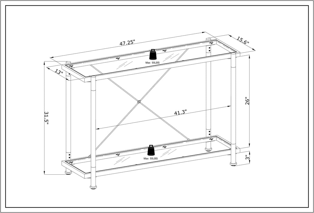 Acrylic Glass Console Table/ Gold