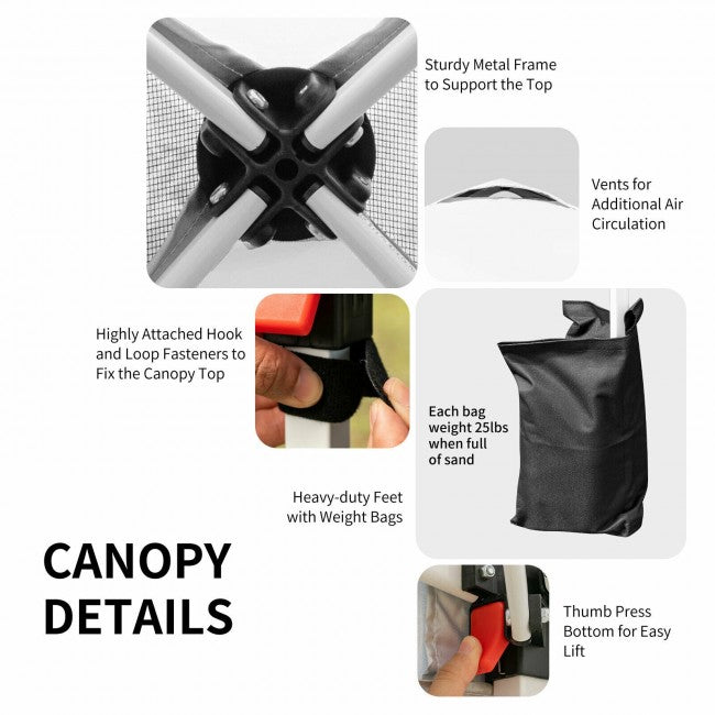 8' x 8' Outdoor Pop Up Tent Canopy Sun Shelter with Roller Bag