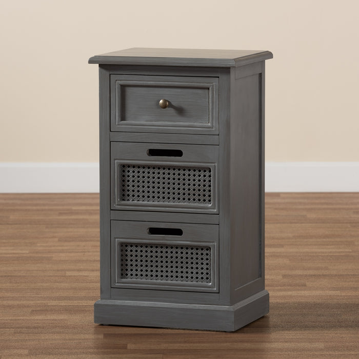 Sheldon Vintage Synthetic Rattan 3 Drawer Nightstand - Cool Stuff & Accessories