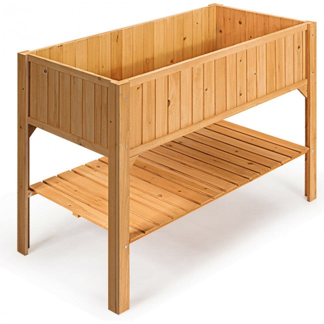 Wooden Elevated Planter Box Shelf