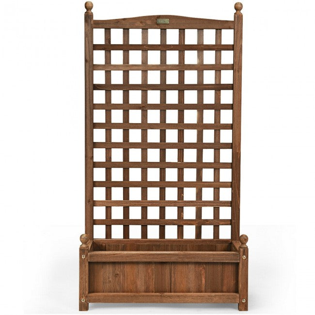 Wood Planter Box with Trellis for Garden