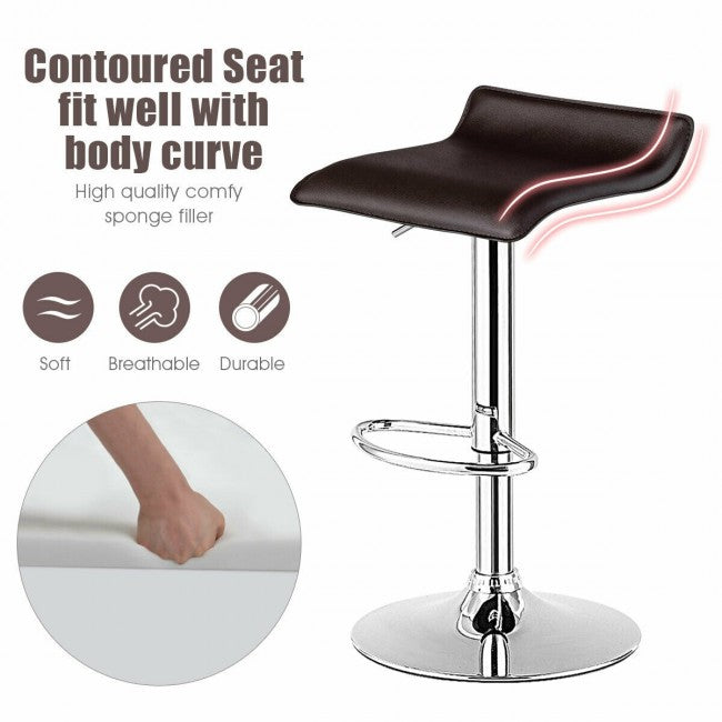PU Leather Backless Bar Stools Set Of 2/Coffee