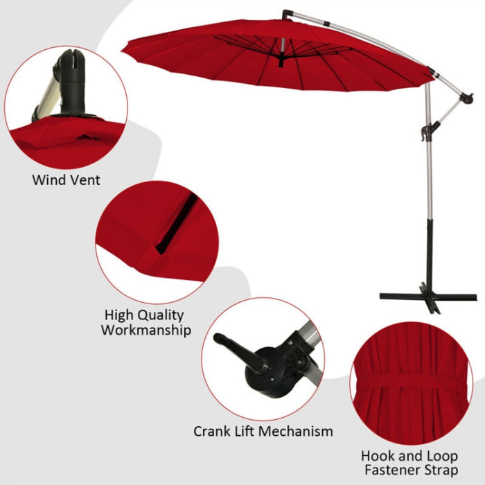 10 Feet Patio Offset Umbrella/Dark Red