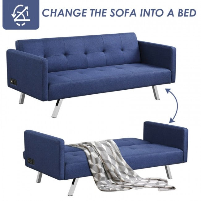 Convertible Futon Sofa Bed/Blue