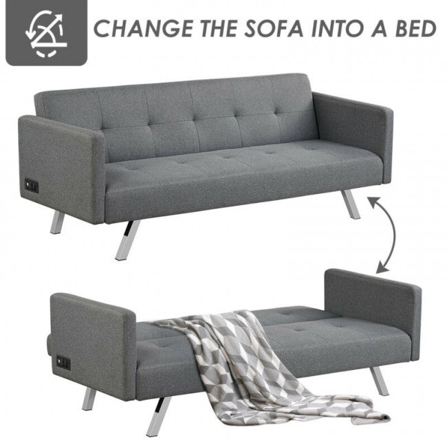 Convertible Futon Sofa Bed/Grey