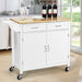 Modern Rolling Kitchen Cart Island with Wooden Top/ White - Cool Stuff & Accessories