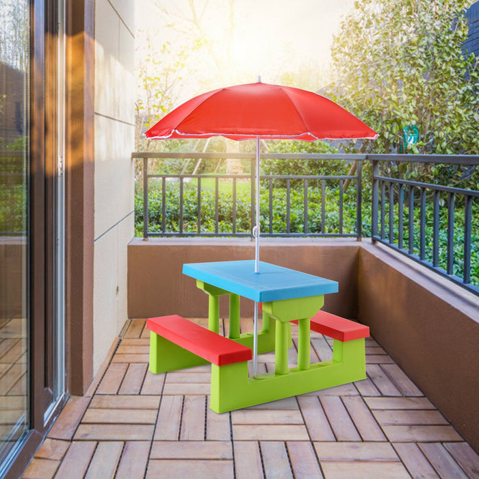 Children's outdoor table and chairs with umbrella clearance