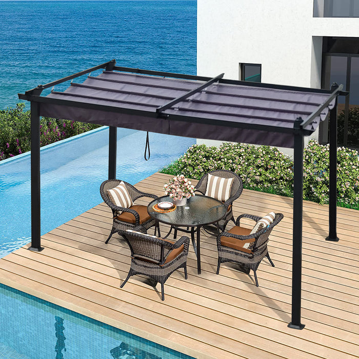 13 x 10 Ft Outdoor Pergola With Canopy/Gray
