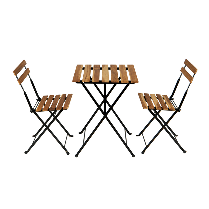 Solid Teak Wood Bistro Set Folding Table And Chair /Navy
