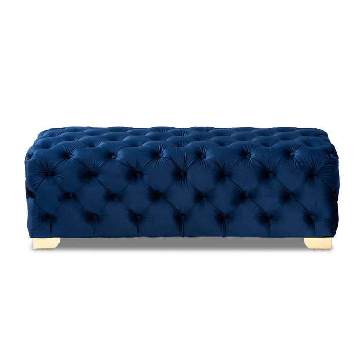 Avara Tufted Ottoman Bench Dark Royal Blue