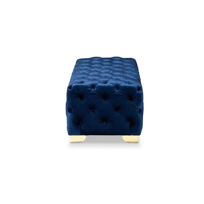 Avara Tufted Ottoman Bench Dark Royal Blue