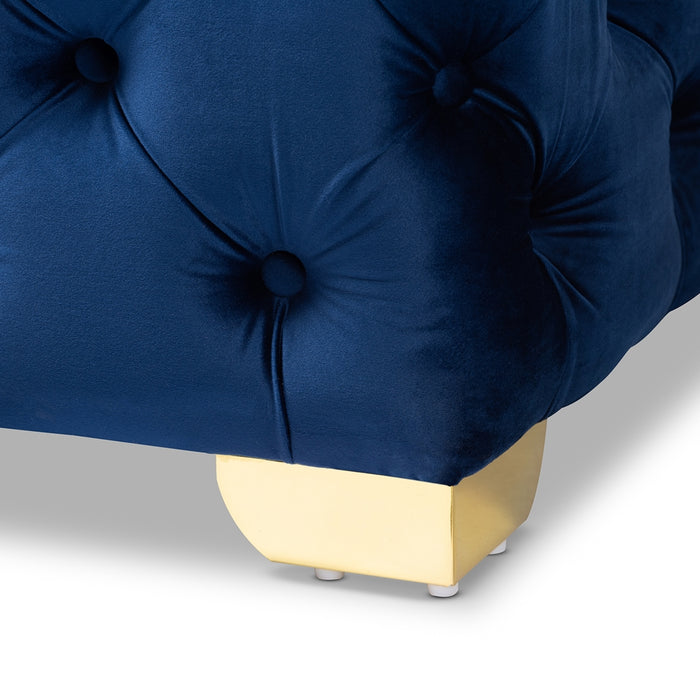 Avara Tufted Ottoman Bench Dark Royal Blue