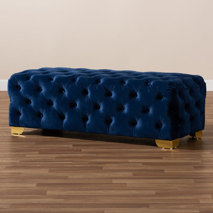 Avara Tufted Ottoman Bench Dark Royal Blue