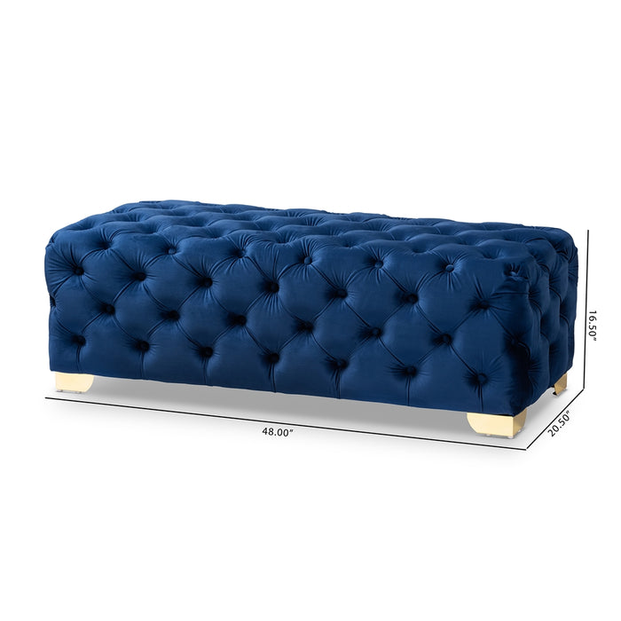 Avara Tufted Ottoman Bench Dark Royal Blue