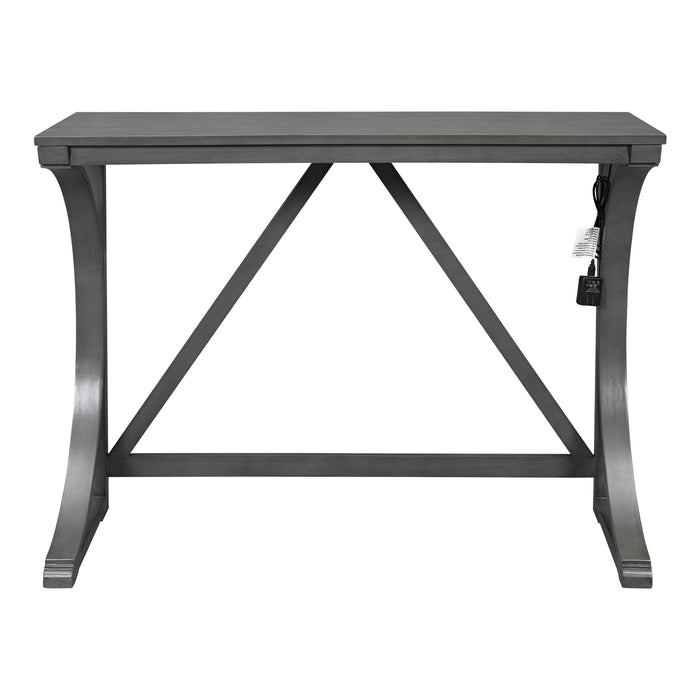 Farmhouse 3 Piece Counter Height Dining Table Set/ Gray