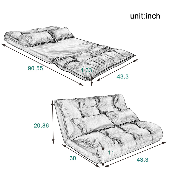 Lazy Adjustable Folding Futon Sofa/ Beige
