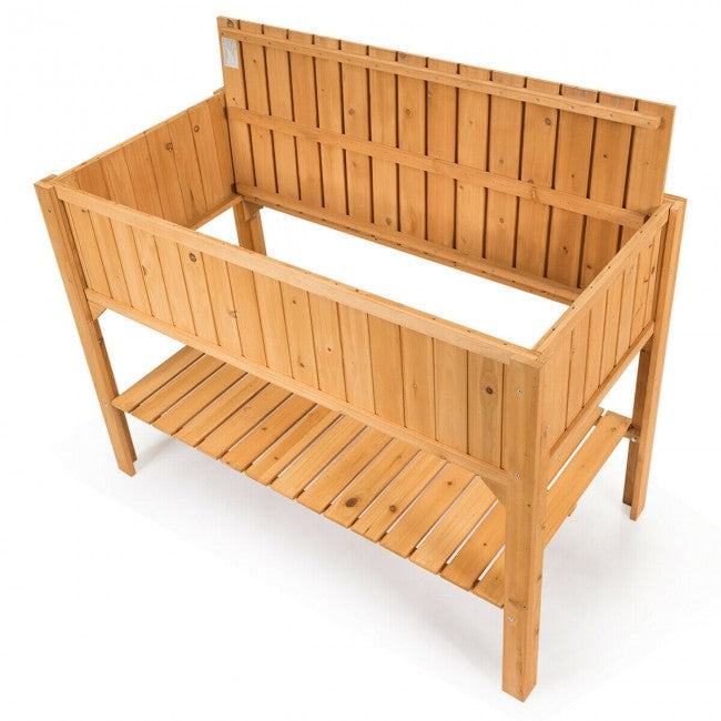 Wooden Elevated Planter Box Shelf