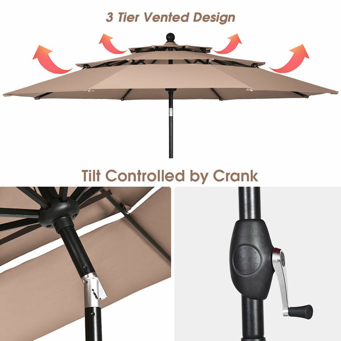 10ft 3 Tier Outdoor Patio Umbrella with Double Vented - Cool Stuff & Accessories