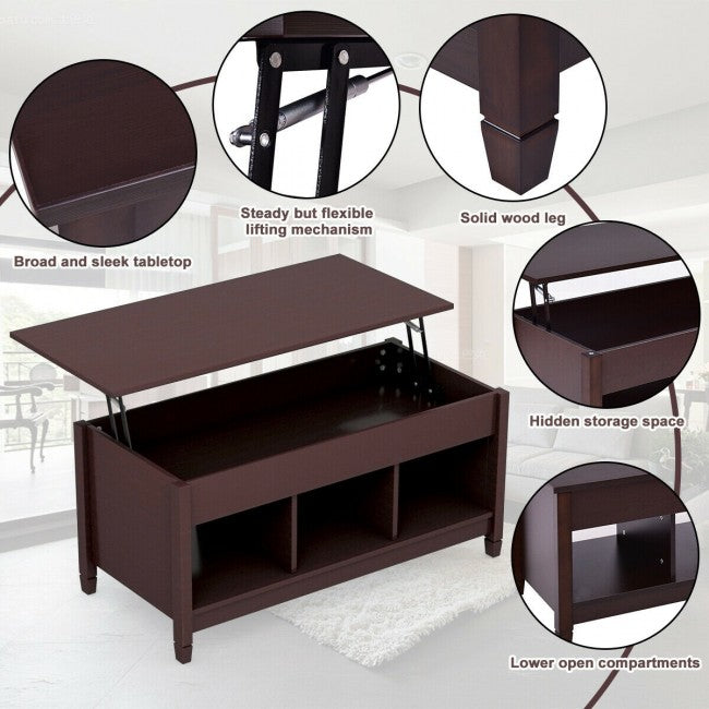 Lift Top Coffee Table with Hidden Storage Compartment/Coffee