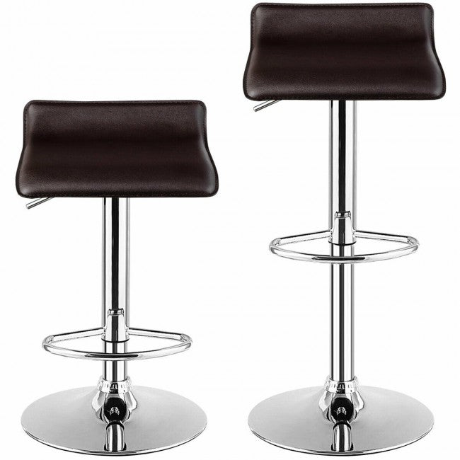 PU Leather Backless Bar Stools Set Of 2/Coffee