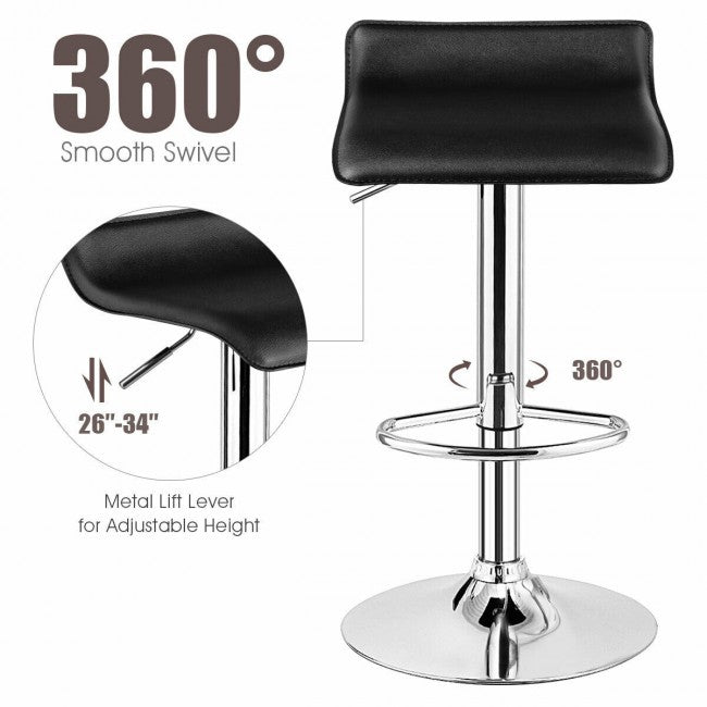 PU Leather Backless Bar Stools Set Of 2/Black