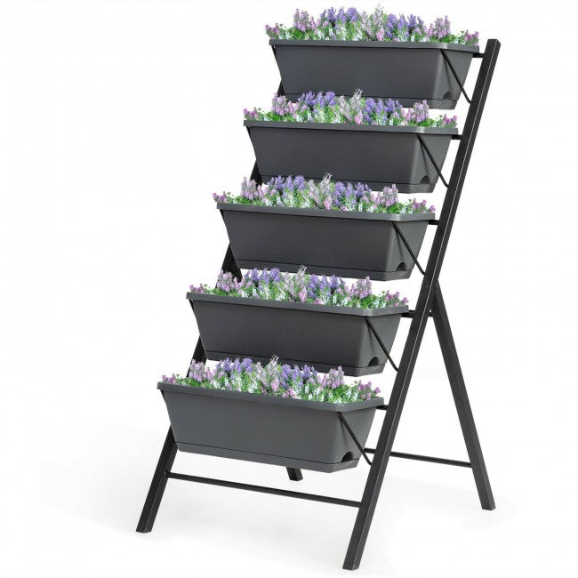4 ft Vertical Raised Garden Bed with 5 Tiers/ Grey