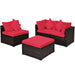 4 Pcs Ottoman Garden Deck Patio Rattan Wicker Furniture Set Cushioned Sofa - Cool Stuff & Accessories