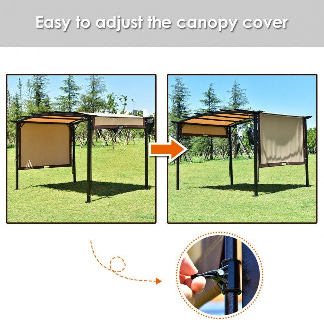 12 x 9 ft Outdoor Pergola Gazebo Canopy/ Beige/ Dark Brown/ Black