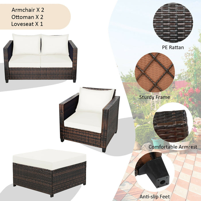 5 Pcs Patio Cushioned Rattan Furniture Set - Cool Stuff & Accessories
