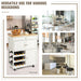 Kitchen Cart with Rubber Wood Top 3 Tier Wine Racks 2 Cabinets/White - Cool Stuff & Accessories