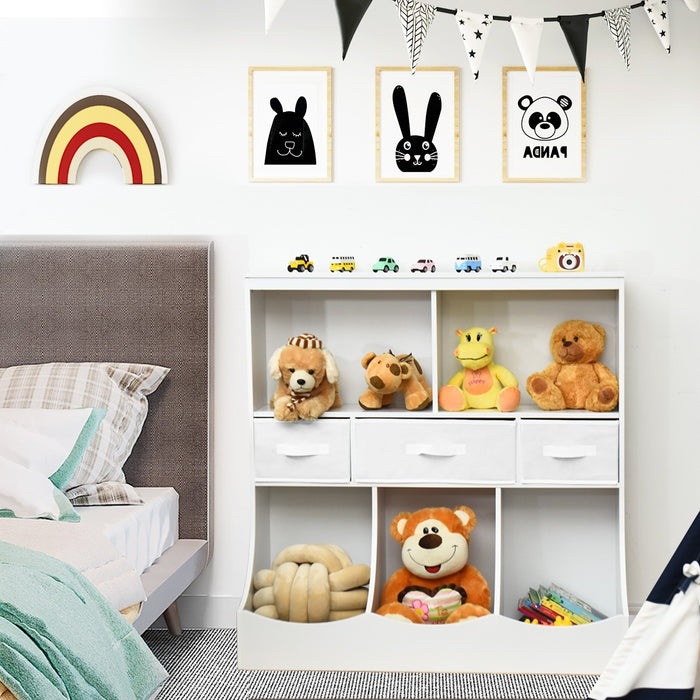 Freestanding Combo Cubby Bin Storage Organizer Unit W/3 Baskets/ White - Cool Stuff & Accessories