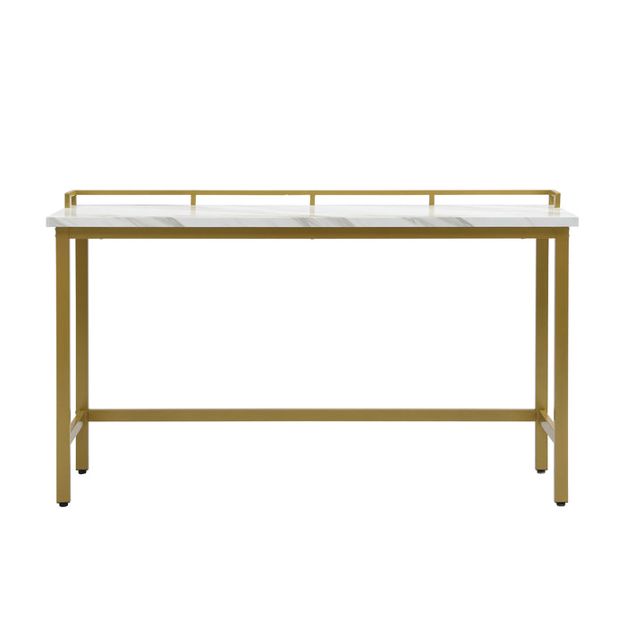 Modern 4 Piece Counter Height Extra Long Console Dining Table Set/ White/ Gold