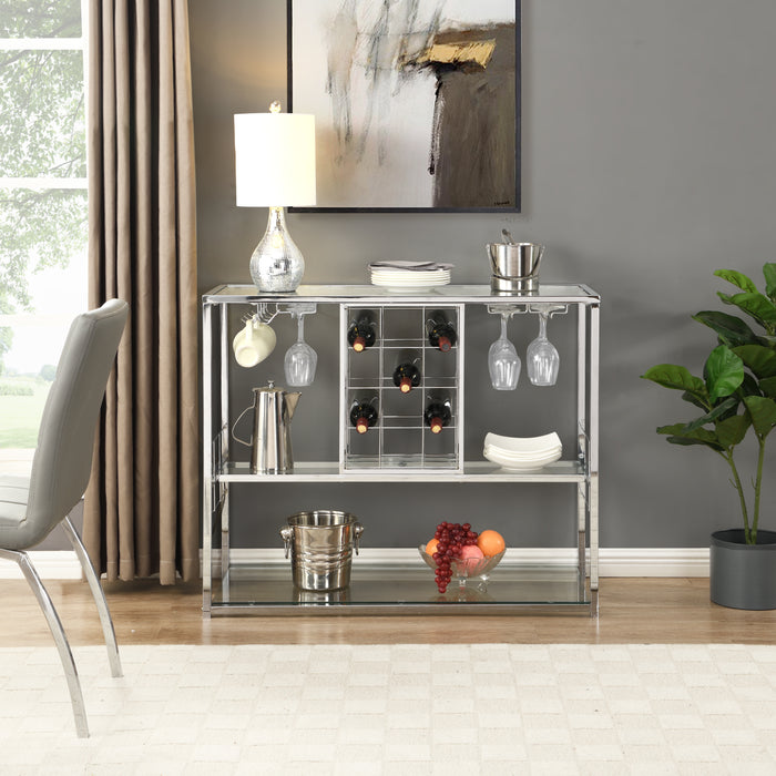 3 Tier Kitchen Trolley with Tempered Glass Shelves/ Chrome