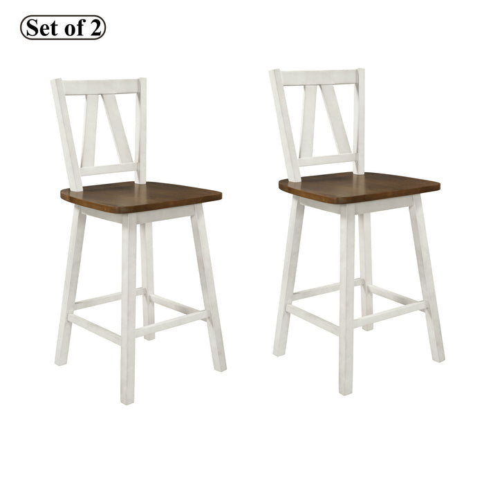 Farmhouse 3 Piece Counter Height Dining Table Set/ Walnut/ White