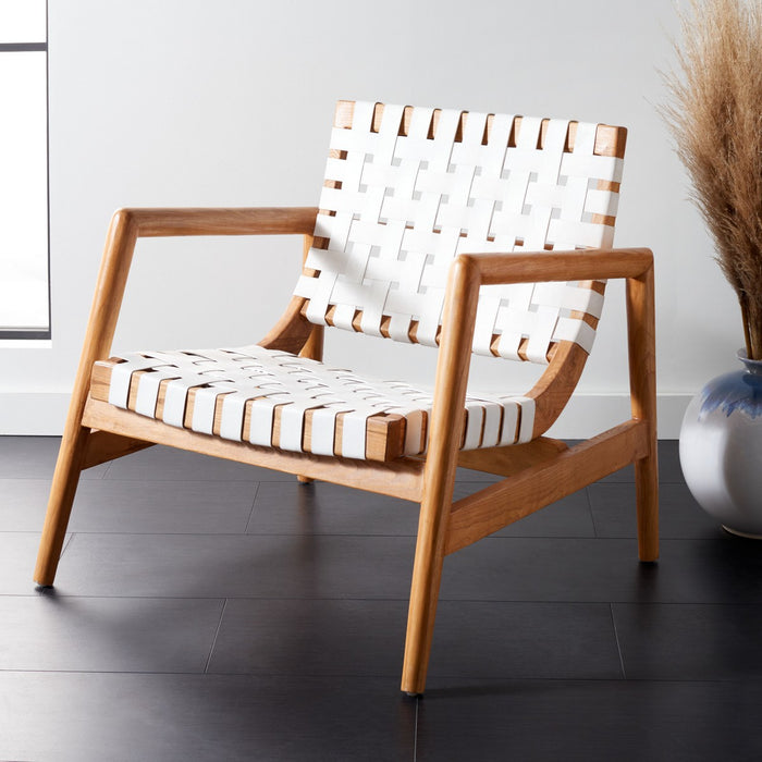 Bellona Leather Woven Accent Chair