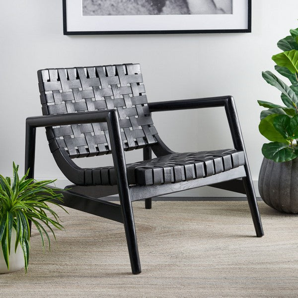 Bellona Leather Woven Accent Chair