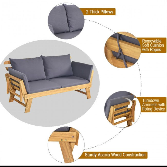 Adjustable Patio Convertible Sofa with Thick Cushion